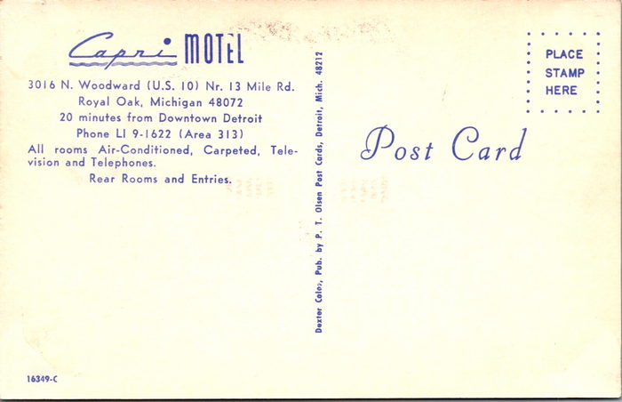 Capri Motel - Old Postcard Photo (newer photo)